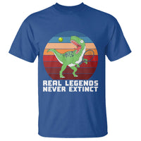 Retro Dinosaur Tennis Player T Shirt Real Legends Never Extinct - Wonder Print Shop