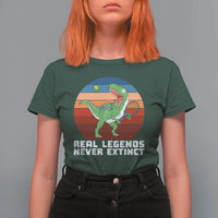 Retro Dinosaur Tennis Player T Shirt For Women Real Legends Never Extinct - Wonder Print Shop