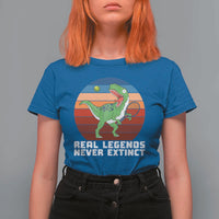 Retro Dinosaur Tennis Player T Shirt For Women Real Legends Never Extinct - Wonder Print Shop
