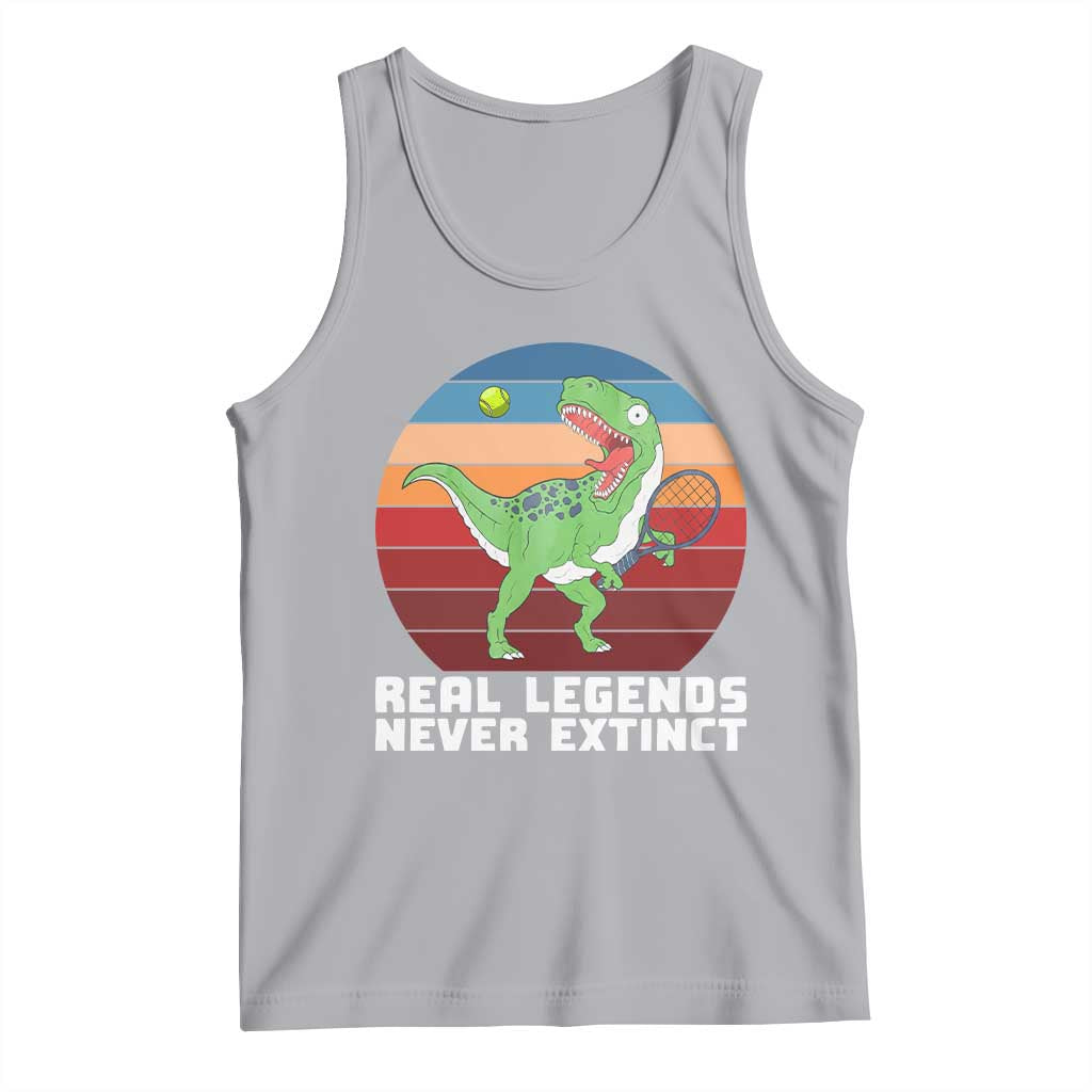 Retro Dinosaur Tennis Player Tank Top Real Legends Never Extinct - Wonder Print Shop