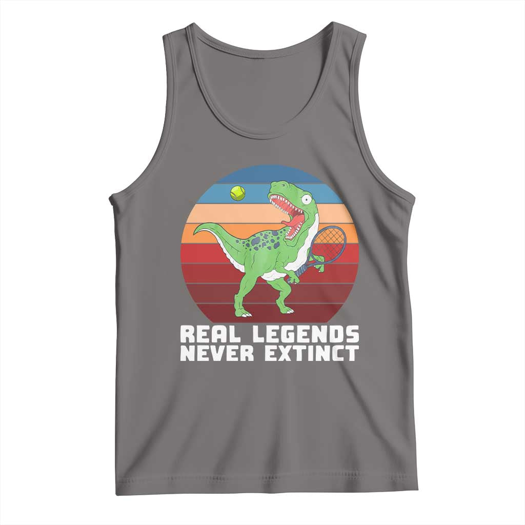Retro Dinosaur Tennis Player Tank Top Real Legends Never Extinct - Wonder Print Shop