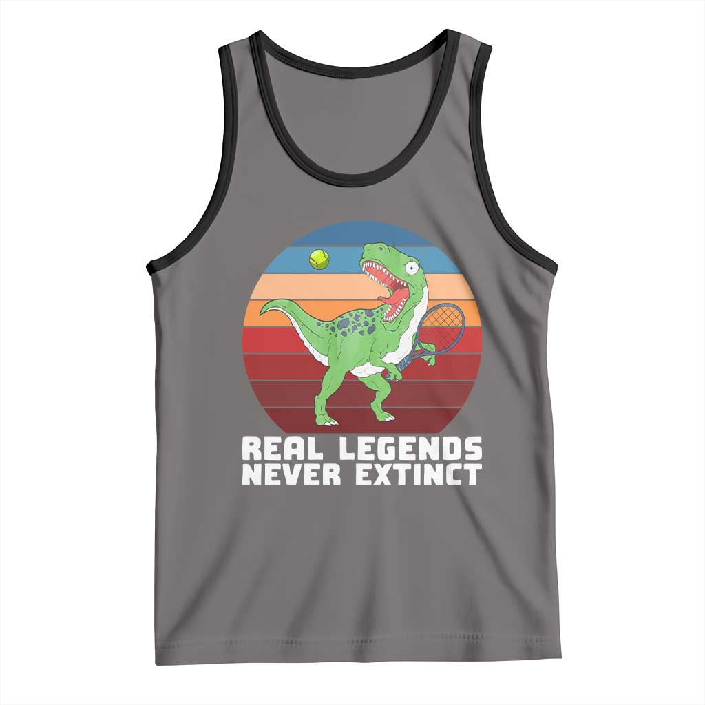 Retro Dinosaur Tennis Player Tank Top Real Legends Never Extinct - Wonder Print Shop