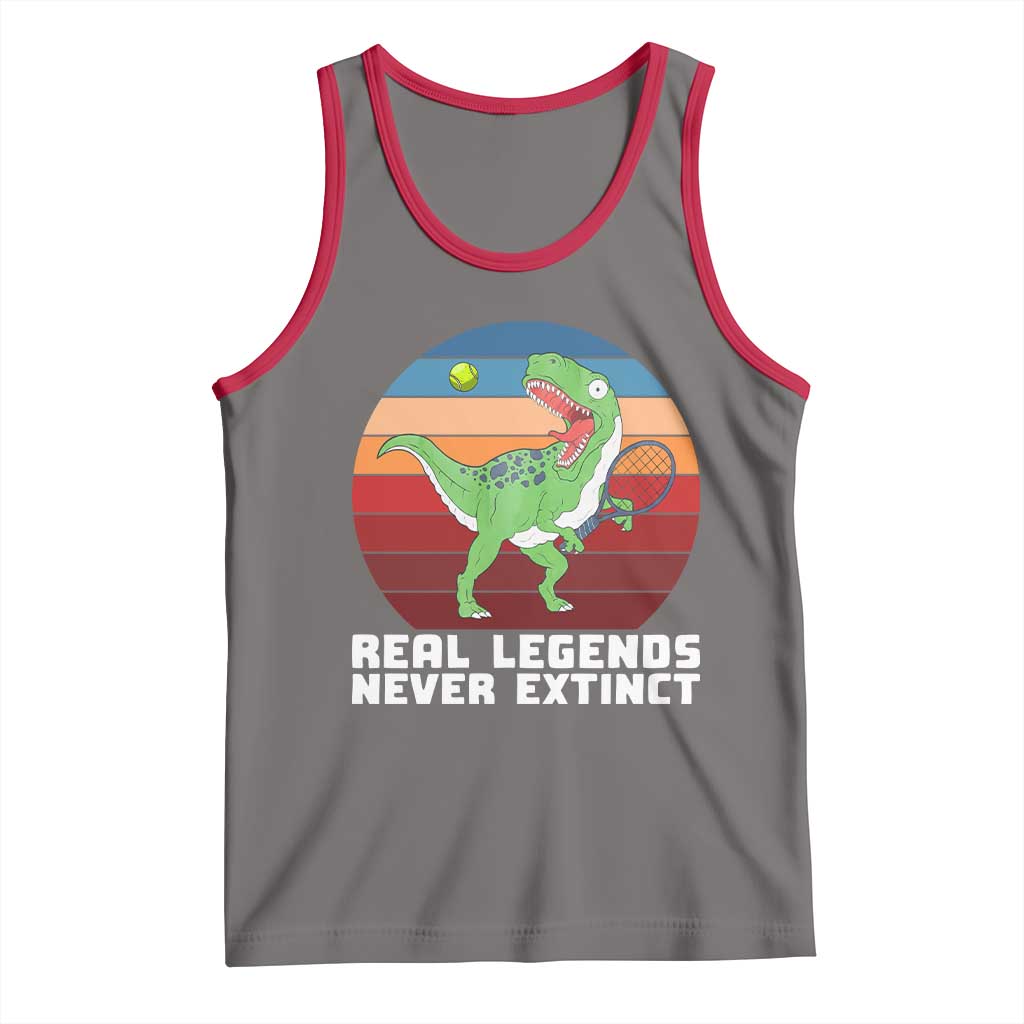 Retro Dinosaur Tennis Player Tank Top Real Legends Never Extinct - Wonder Print Shop