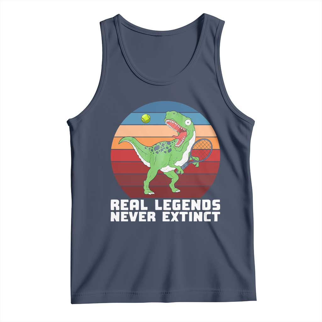 Retro Dinosaur Tennis Player Tank Top Real Legends Never Extinct - Wonder Print Shop