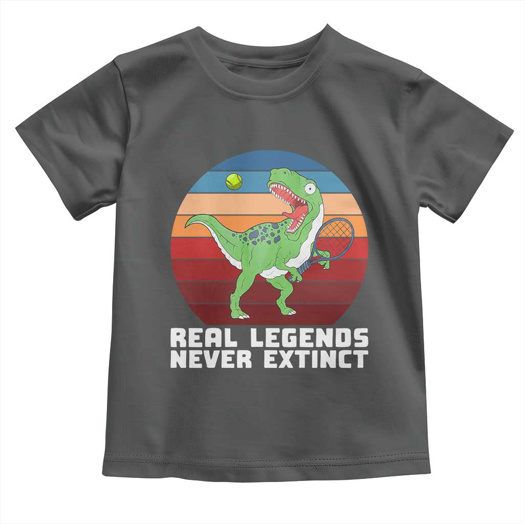 Retro Dinosaur Tennis Player Toddler T Shirt Real Legends Never Extinct - undefined