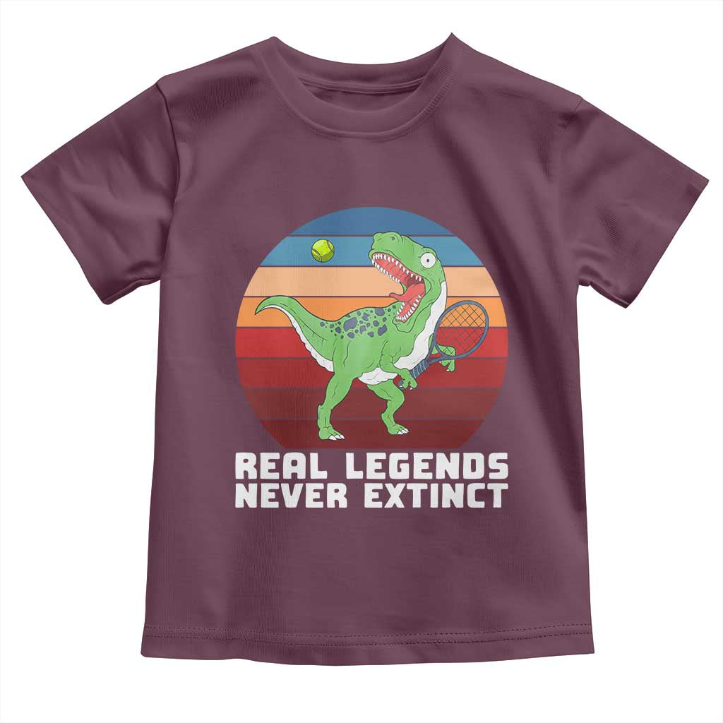 Retro Dinosaur Tennis Player Toddler T Shirt Real Legends Never Extinct - undefined