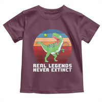 Retro Dinosaur Tennis Player Toddler T Shirt Real Legends Never Extinct - undefined
