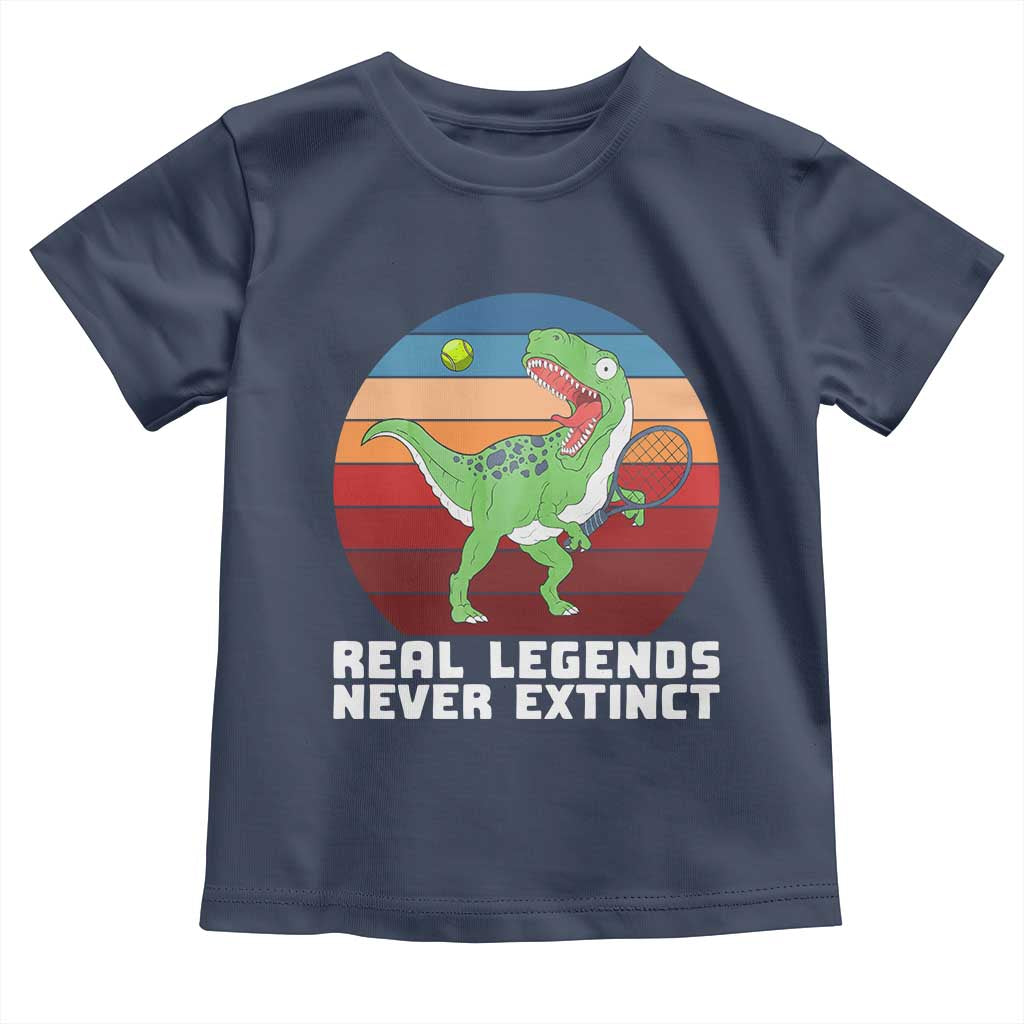 Retro Dinosaur Tennis Player Toddler T Shirt Real Legends Never Extinct - undefined