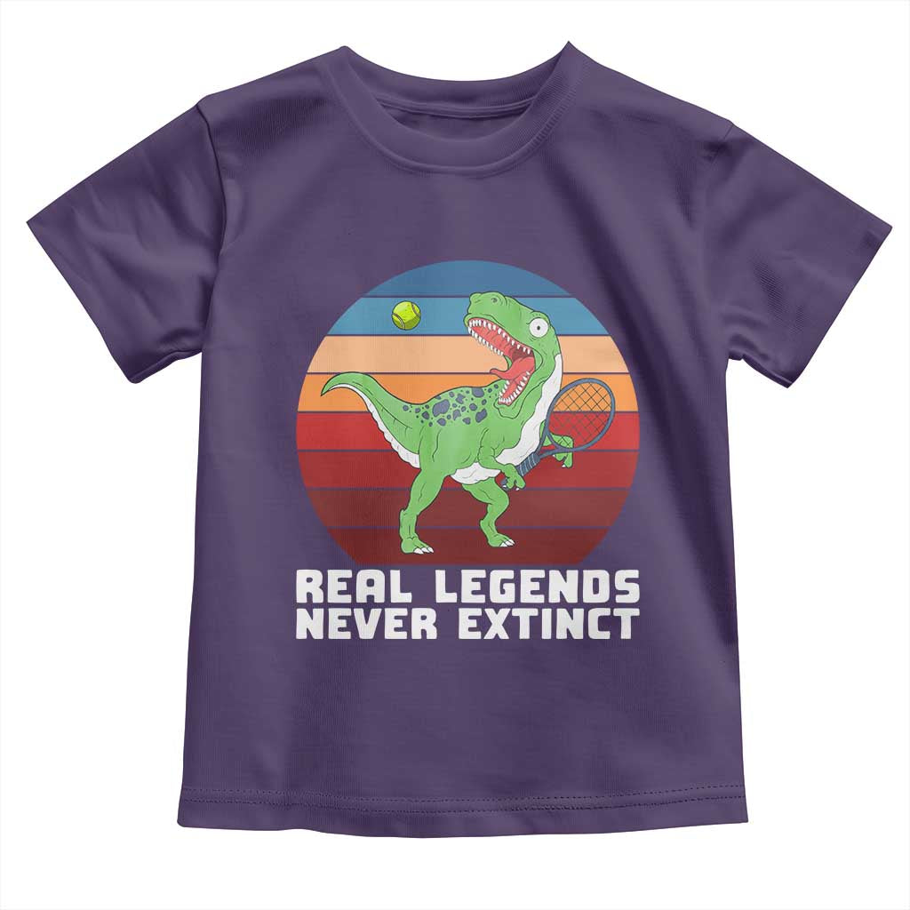 Retro Dinosaur Tennis Player Toddler T Shirt Real Legends Never Extinct - undefined