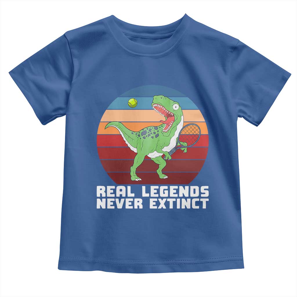Retro Dinosaur Tennis Player Toddler T Shirt Real Legends Never Extinct - undefined