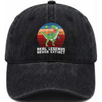 Retro Dinosaur Tennis Player Washed Cotton Baseball Cap Real Legends Never Extinct
