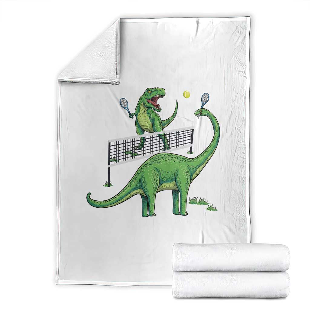 Funny Prehistoric Dinosaur Tennis Player Game Day Throw Blanket - Wonder Print Shop
