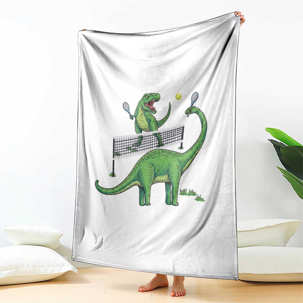 Funny Prehistoric Dinosaur Tennis Player Game Day Throw Blanket - Wonder Print Shop