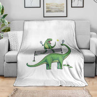 Funny Prehistoric Dinosaur Tennis Player Game Day Throw Blanket - Wonder Print Shop