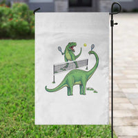 Funny Prehistoric Dinosaur Tennis Player Game Day Garden Flag - Wonder Print Shop