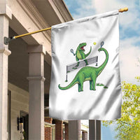 Funny Prehistoric Dinosaur Tennis Player Game Day Garden Flag - Wonder Print Shop