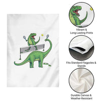 Funny Prehistoric Dinosaur Tennis Player Game Day Garden Flag - Wonder Print Shop