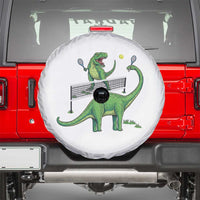 Funny Prehistoric Dinosaur Tennis Player Game Day Spare Tire Cover - Wonder Print Shop