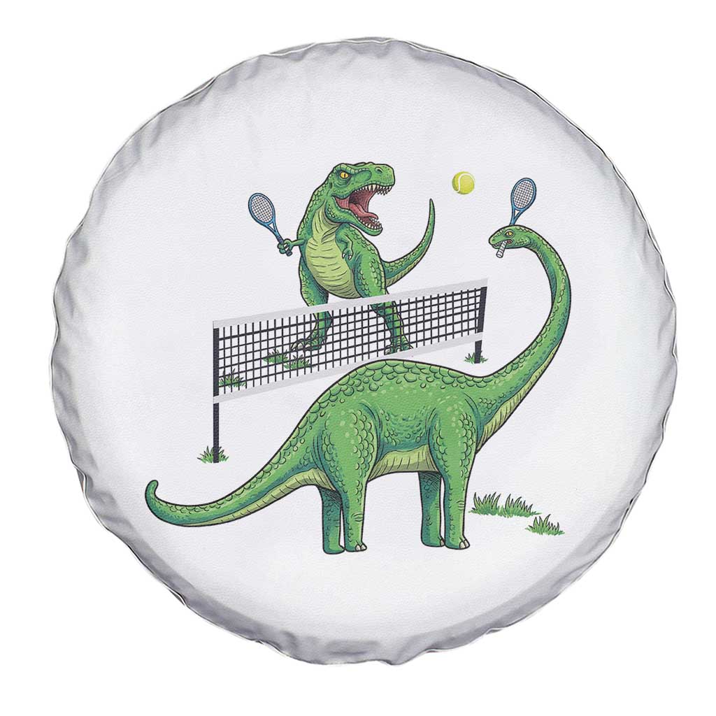 Funny Prehistoric Dinosaur Tennis Player Game Day Spare Tire Cover - Wonder Print Shop