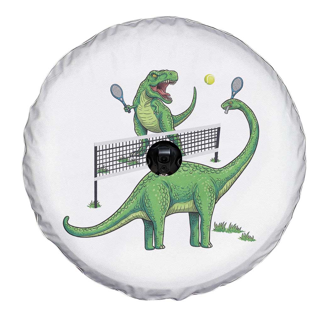Funny Prehistoric Dinosaur Tennis Player Game Day Spare Tire Cover - Wonder Print Shop