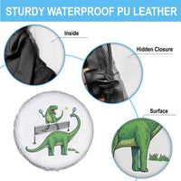 Funny Prehistoric Dinosaur Tennis Player Game Day Spare Tire Cover - Wonder Print Shop