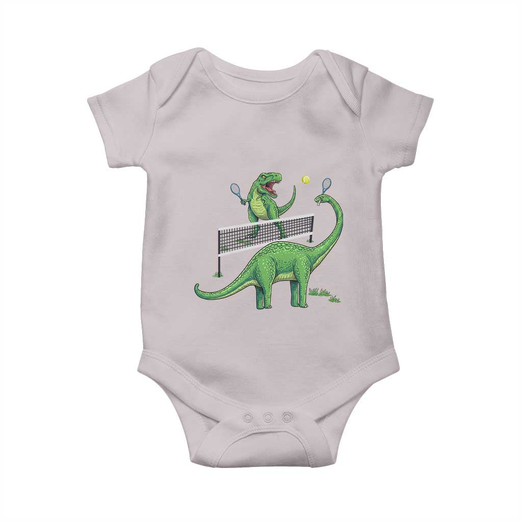 Funny Prehistoric Dinosaur Tennis Player Game Day Baby Onesie - Wonder Print Shop