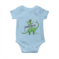 Funny Prehistoric Dinosaur Tennis Player Game Day Baby Onesie - Wonder Print Shop
