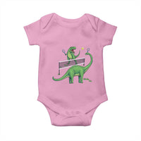 Funny Prehistoric Dinosaur Tennis Player Game Day Baby Onesie - Wonder Print Shop