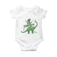 Funny Prehistoric Dinosaur Tennis Player Game Day Baby Onesie - Wonder Print Shop