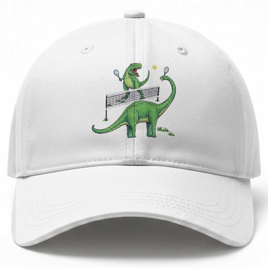 Funny Prehistoric Dinosaur Tennis Player Game Day Baseball Cap