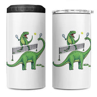 Funny Prehistoric Dinosaur Tennis Player Game Day 4 in 1 Can Cooler Tumbler - Wonder Print Shop