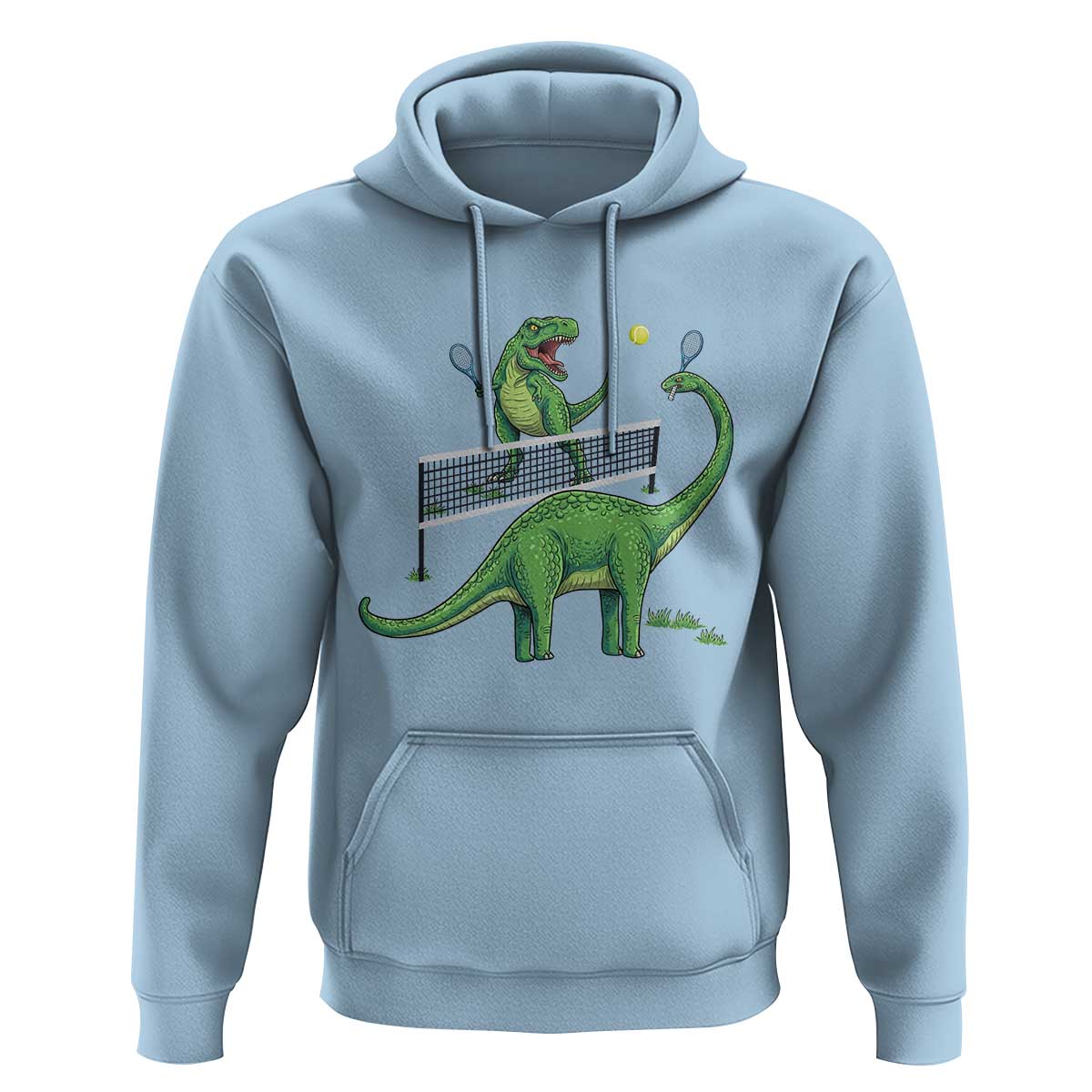 Funny Prehistoric Dinosaur Tennis Player Game Day Hoodie - Wonder Print Shop