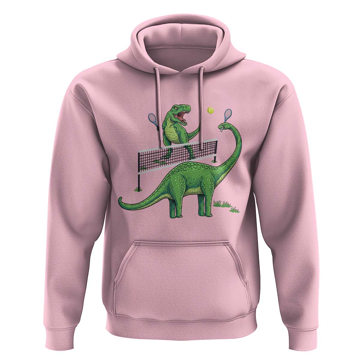 Funny Prehistoric Dinosaur Tennis Player Game Day Hoodie - Wonder Print Shop