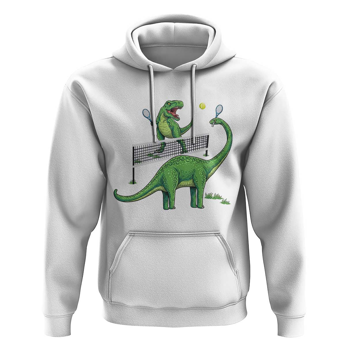 Funny Prehistoric Dinosaur Tennis Player Game Day Hoodie - Wonder Print Shop