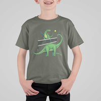 Funny Prehistoric Dinosaur Tennis Player Game Day T Shirt For Kid - Wonder Print Shop