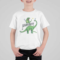 Funny Prehistoric Dinosaur Tennis Player Game Day T Shirt For Kid - Wonder Print Shop