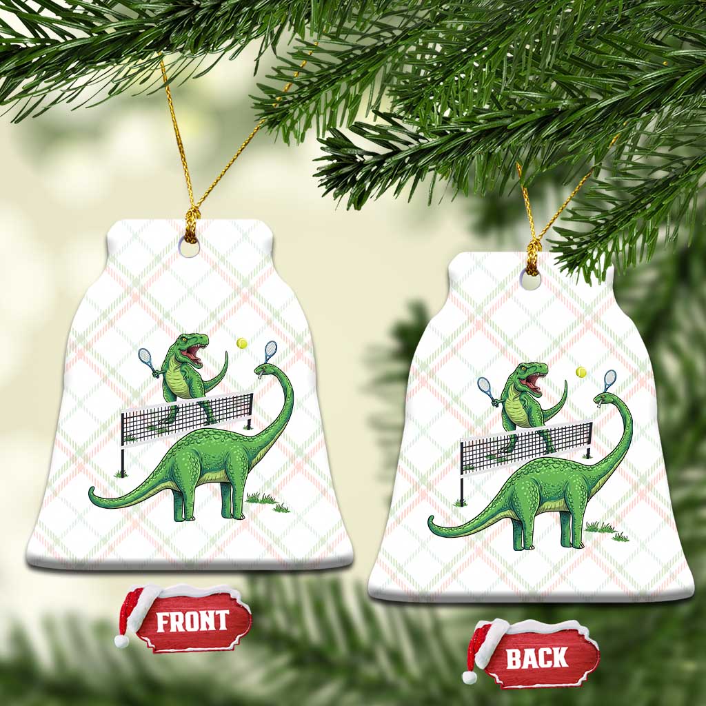 Funny Prehistoric Dinosaur Tennis Player Game Day Ceramic Ornament - Wonder Print Shop
