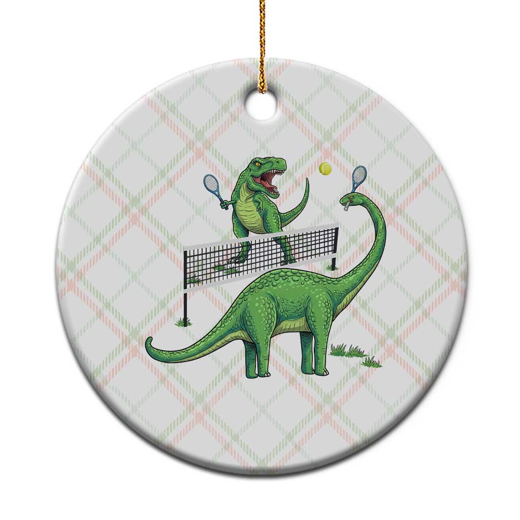 Funny Prehistoric Dinosaur Tennis Player Game Day Ceramic Ornament - Wonder Print Shop