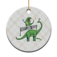 Funny Prehistoric Dinosaur Tennis Player Game Day Ceramic Ornament - Wonder Print Shop