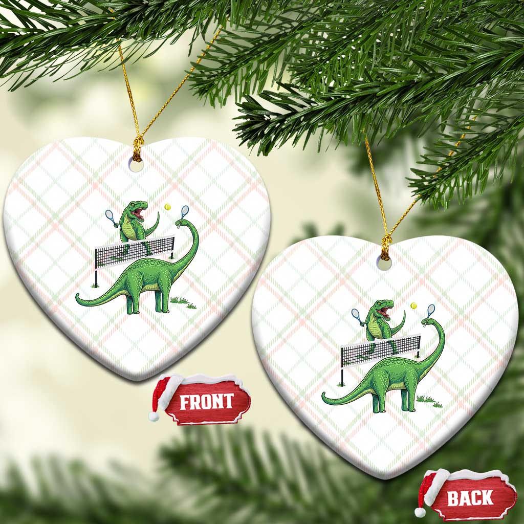 Funny Prehistoric Dinosaur Tennis Player Game Day Ceramic Ornament - Wonder Print Shop