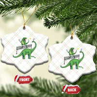 Funny Prehistoric Dinosaur Tennis Player Game Day Ceramic Ornament - Wonder Print Shop