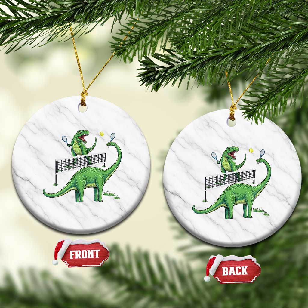Funny Prehistoric Dinosaur Tennis Player Game Day Ceramic Ornament - Wonder Print Shop