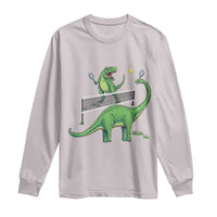 Funny Prehistoric Dinosaur Tennis Player Game Day Long Sleeve Shirt - Wonder Print Shop