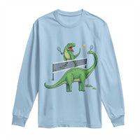 Funny Prehistoric Dinosaur Tennis Player Game Day Long Sleeve Shirt - Wonder Print Shop
