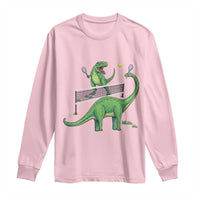 Funny Prehistoric Dinosaur Tennis Player Game Day Long Sleeve Shirt - Wonder Print Shop