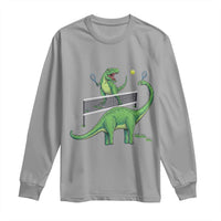 Funny Prehistoric Dinosaur Tennis Player Game Day Long Sleeve Shirt - Wonder Print Shop