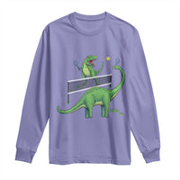 Funny Prehistoric Dinosaur Tennis Player Game Day Long Sleeve Shirt - Wonder Print Shop