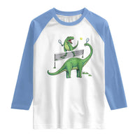 Funny Prehistoric Dinosaur Tennis Player Game Day Raglan Shirt - Wonder Print Shop