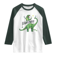 Funny Prehistoric Dinosaur Tennis Player Game Day Raglan Shirt - Wonder Print Shop