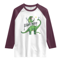 Funny Prehistoric Dinosaur Tennis Player Game Day Raglan Shirt - Wonder Print Shop